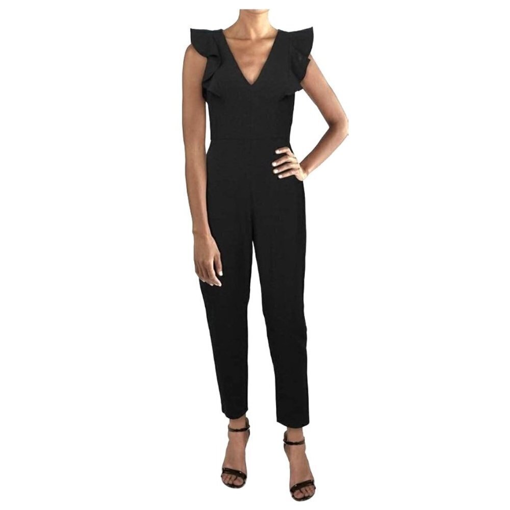French Connection Whisper Ruffle Black Jumpsuit